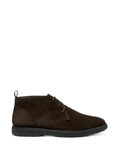 Geox Spherica Ec17 Lace-up Calf Suede Boots In Brown