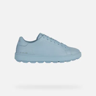 Geox Woman Sneakers Sky Blue Size 8 Leather In Light Sky