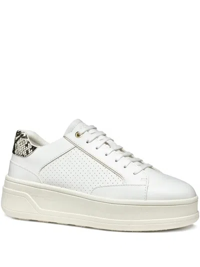 Geox Spherica Ecub-2 Snakeskin-detail Platform Sneakers In White