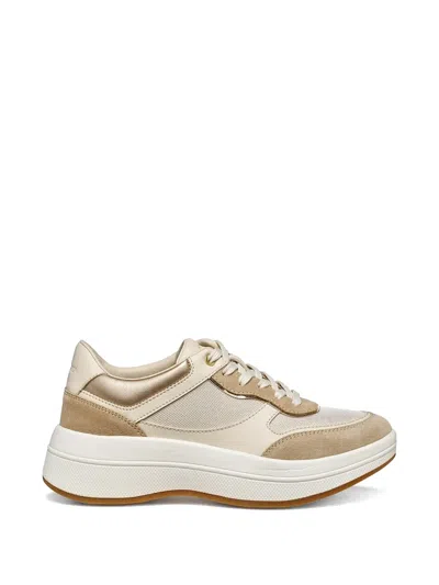Geox Spherica Ecub-3 Metallic Panel Sneakers In Neutral