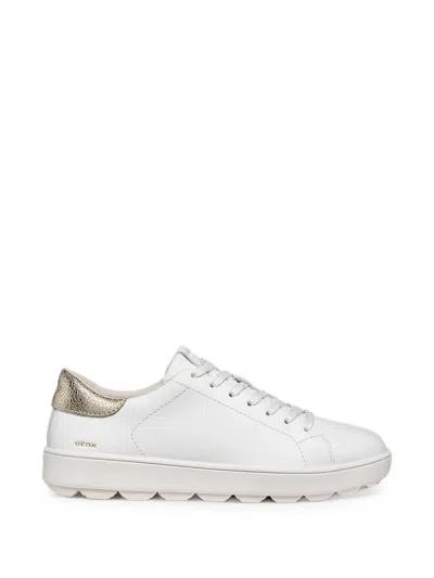 Geox Spherica Ecub-1 B Metallic-effect Heel-counter Sneakers In White