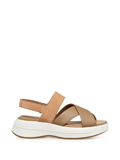 Geox Spherica Ecub-3 S Crossover Touch-strap Sandals In Neutral
