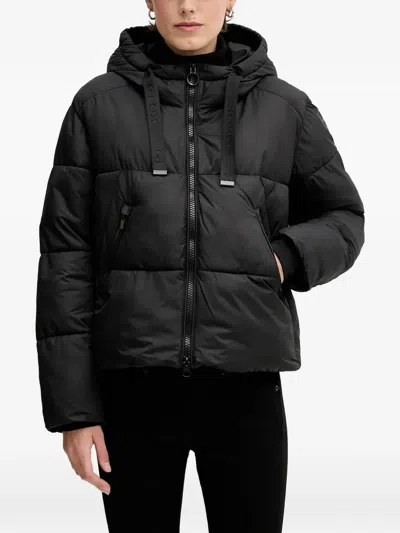 Geox Spherica Hooded Puffer Jacket In Black