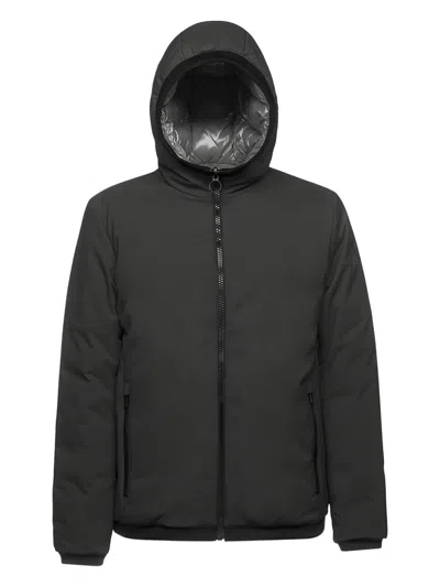 Geox Spherica Hooded Zip-up Jacket In Black