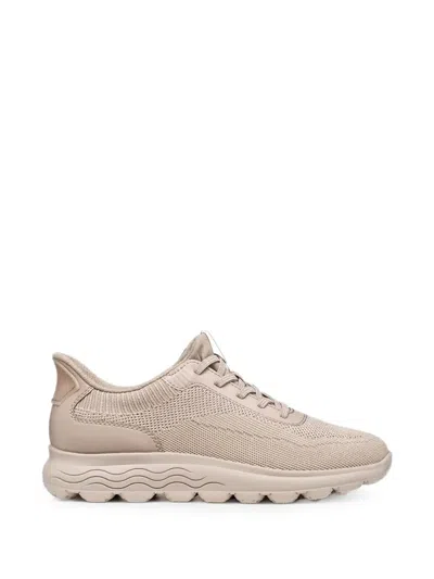 Geox Spherica Knit Lace-up Sneakers In Neutral