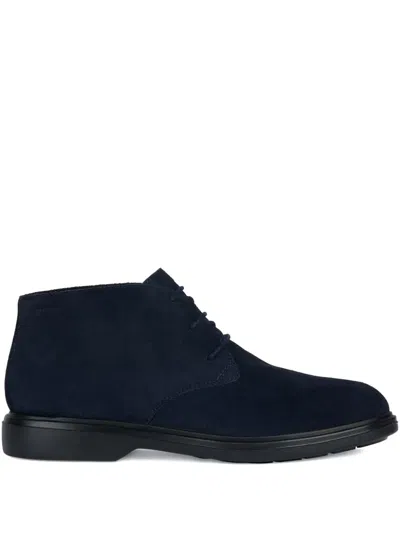 Geox Spherica Lace-up Calf Leather Boots In Blue