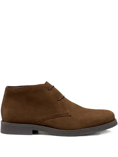 Geox Spherica Lace-up Suede Boots In Brown