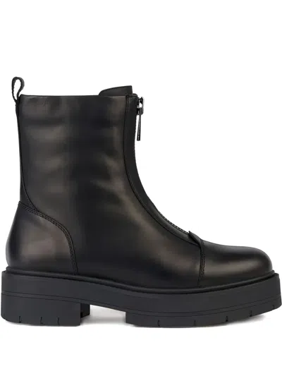 Geox Spherica Leather Ankle Boots In Black