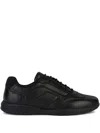 Geox Spherica Leather Lace-up Sneakers In Black