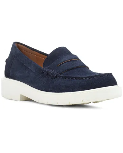 Geox Spherica Leather Moccasin In Blue