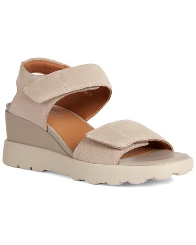 Geox Spherica Leather Sandal In Beige