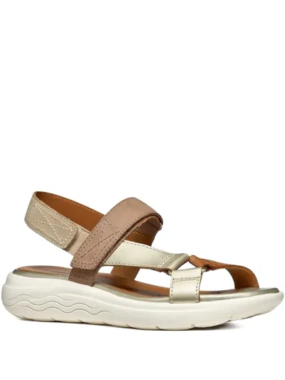 Geox Spherica Leather Strap Sandals In Neutral