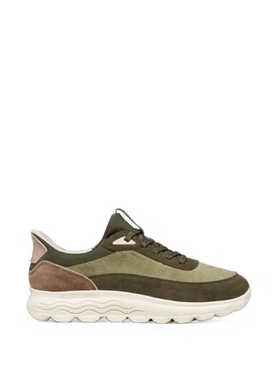 Geox Spherica Panelled Sneakers In Green