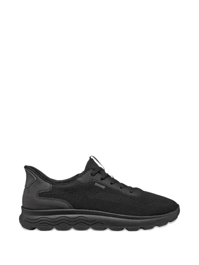 Geox Spherica Plus Textured Sneakers In Black