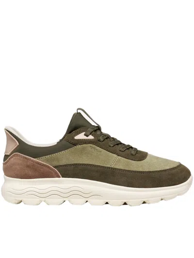 Geox Spherica Panelled Sneakers In Green