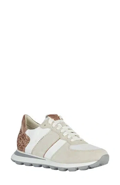 Geox Spherica Sneaker In Off White/rose Gold