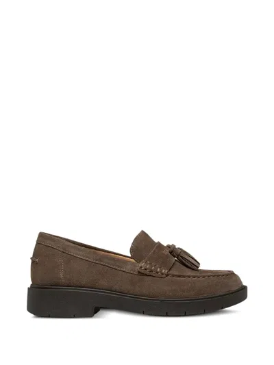 Geox Spherica Tassel-detail Suede Loafers In Brown