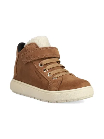 Geox Kids' Star-embellished Sneakers In Brown