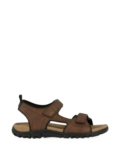 Geox Strada Perforated Touch-strap Sandals In Brown