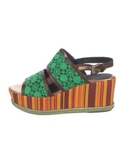 Pre-owned Geox Striped Sandals In Green