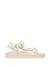 Geox Stud-embellished Touch-strap Sandals In Neutral