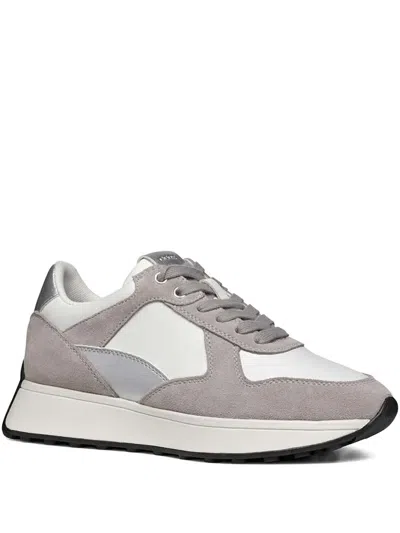 Geox Suede Leather Panel Sneakers In Gray