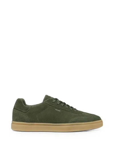 Geox Suede Panelled Sneakers In Green