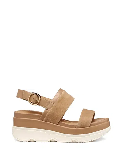 Geox Suede-panelled Platform Sandals In Brown