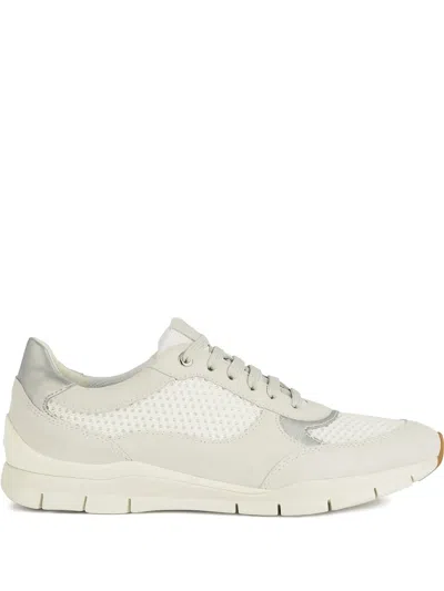 Geox Sukie Mesh-panel Suede Sneakers In White