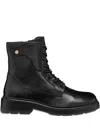 Geox Swelen Lace-up Platform Boots In Black
