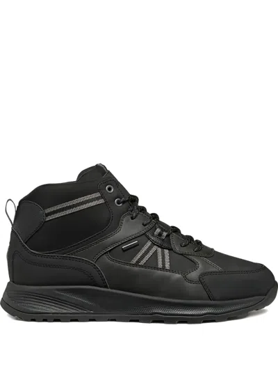 Geox Terrestre Lace-up Panelled Boots In Black