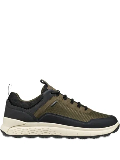 Geox Textured Panelled Low-top Sneakers In Green