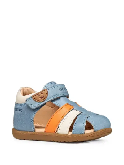 Geox Kids' Touch-strap Leather Sandals In Blue