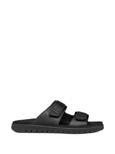 Geox Touch-strap Textured Sandals In Black