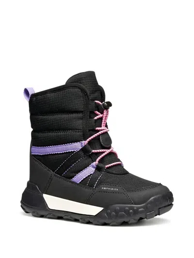 Geox Kids' Trekkyup Abx Quilted Boots In Black