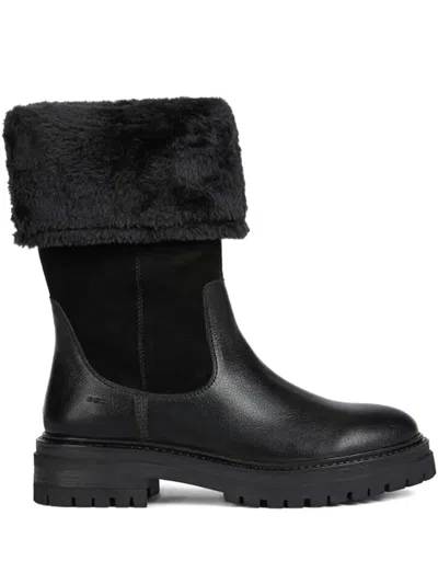 Geox Trim-detail Ankle Boots In Black