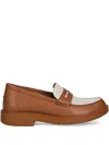 Geox Two-tone Leather Loafers In Brown