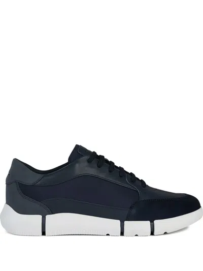 Geox U Adacter A Leather Suede Panel Trainers In Blue