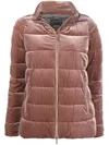 Geox Velvet-finish Puffer Jacket In Pink