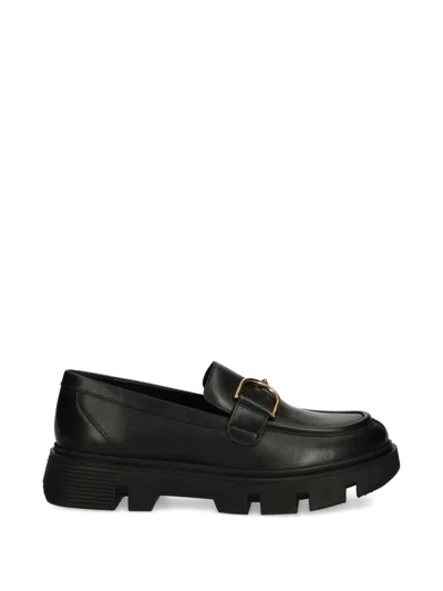 Geox Vilde Buckle Lug-sole Loafers In Black