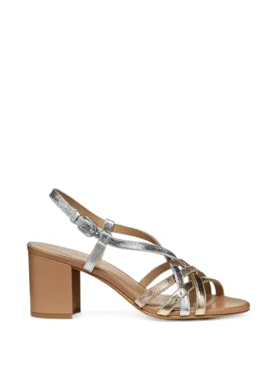 Geox Virnilisa Cracked-effect Multi-strap Heeled Sandals In Brown