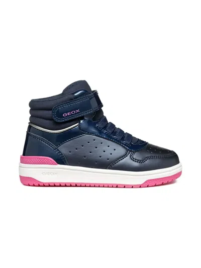 Geox Washiba High-top Perforated Sneakers In Blue