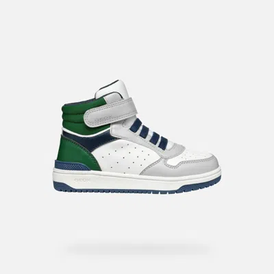 Geox Kids' Washiba Junior Light Grey/dark Green In Grey