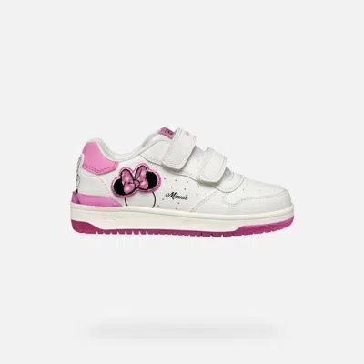 Geox Kids' Washiba Junior White/fuchsia In White,fuchsia