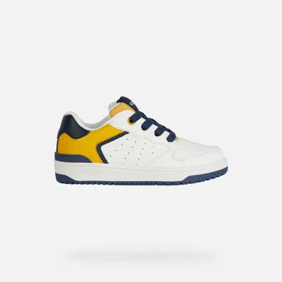 Geox Kids' Washiba Junior White/yellow In White,yellow