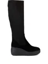 Geox Wedge-heel Knee-high Boots In Black