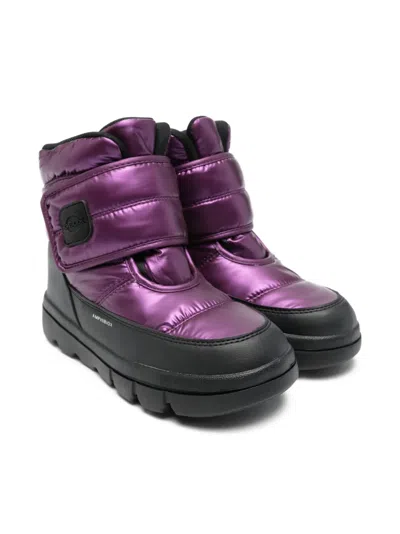 Geox Kids' Willaboom Touch-strap Boots In Purple