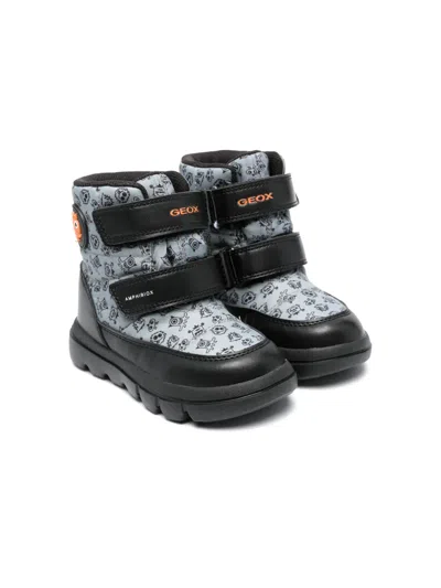 Geox Kids' Willaboom Touch-strap Printed Boots In Green