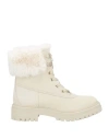Geox Woman Ankle Boots Beige Size 9 Leather, Textile Fibers In Sand
