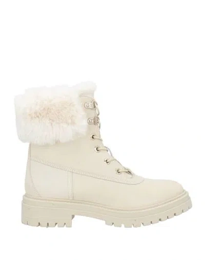 Geox Woman Ankle Boots Beige Size 9 Leather, Textile Fibers